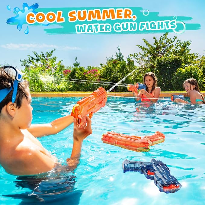 Water Squirt Guns Toys for Kids: Leakproof Super Water Gun for Boys Girls Adults - Small Outdoor Water Gun Toy for Pool Beach Swimming Summer Games Yard Party (2 Pack)