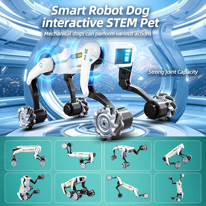 Smart Robot Dog for Kids Ages 6-12, Voice and Remote Control Robotic Pet, 30+ Bionic Actions, All-Terrain Stunt Moves, 25m Range, STEM Toy for Kids