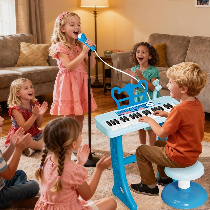 Piano Toys for 3 Year Old Girl, 37 Keyboard Toys with Microphone for Toddlers 3-7, Musical Birthday for Girls Boys Toddlers