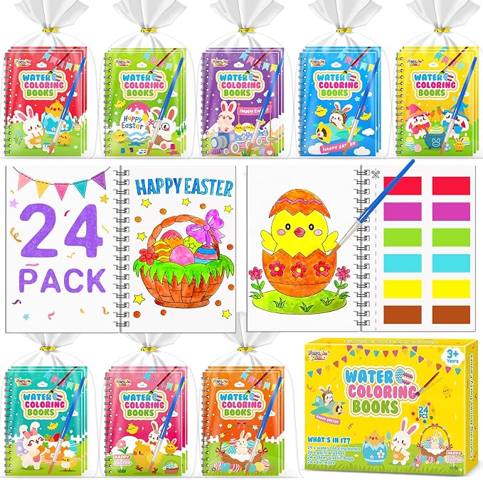 Easter Coloring Books Party Favors for Kids - 24 Pack Mini Water Coloring Books for Kids, Easter Basket Stuffers Students Classroom Gifts Bulk, Birthday Return Gifts Party Favors Bulk