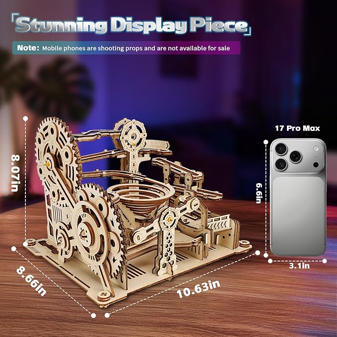 Upgraded Motorized 3D Wooden Puzzles for Adults Marble Run Set, 236-Piece Mechanical Model Kit, STEM Building Project & Unique Gift for Men, Women, Teens, Christmas Birthday Gift