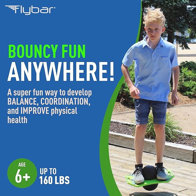 Flybar LED Pogo Trick Ball for Kids Balance Bounce Board w/Anti-Slip Deck