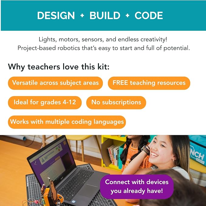 Hummingbird Bit Premium Kit - Educational Programmable Robot & Robotic Kit for Students, Teachers & Schools, Flexible Robotics Kits for Creative STEM Learning