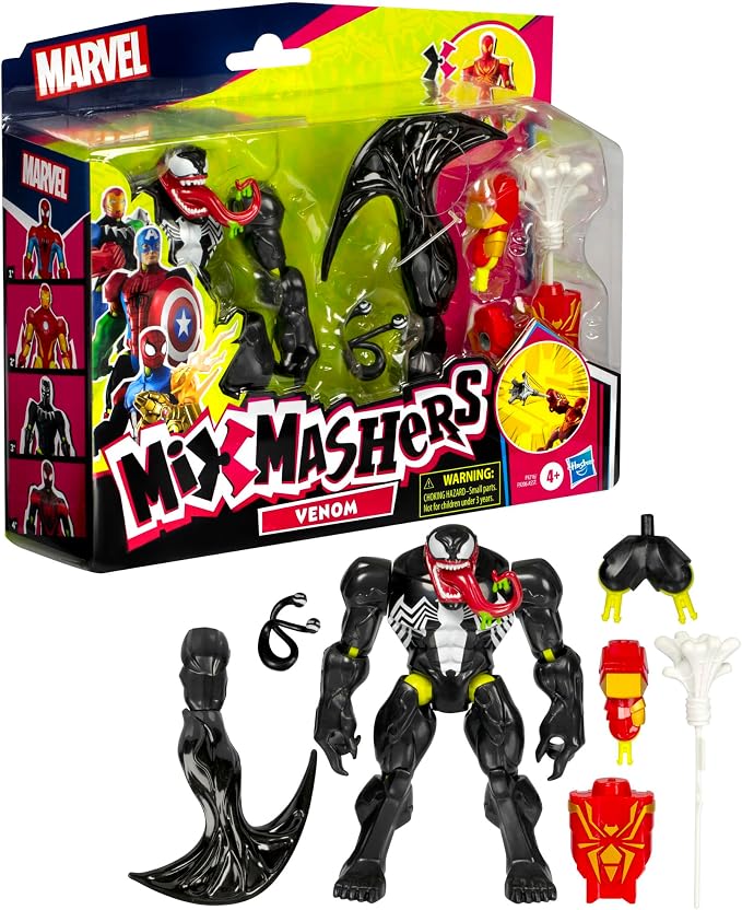 Spider-Man MixMashers Marvel Venom Custom Spider-Man Mix-and-Match Deluxe Action Figure & Accessories, 5-Inch-Scale (12 cm) Super Hero Toys for Kids Ages 4+