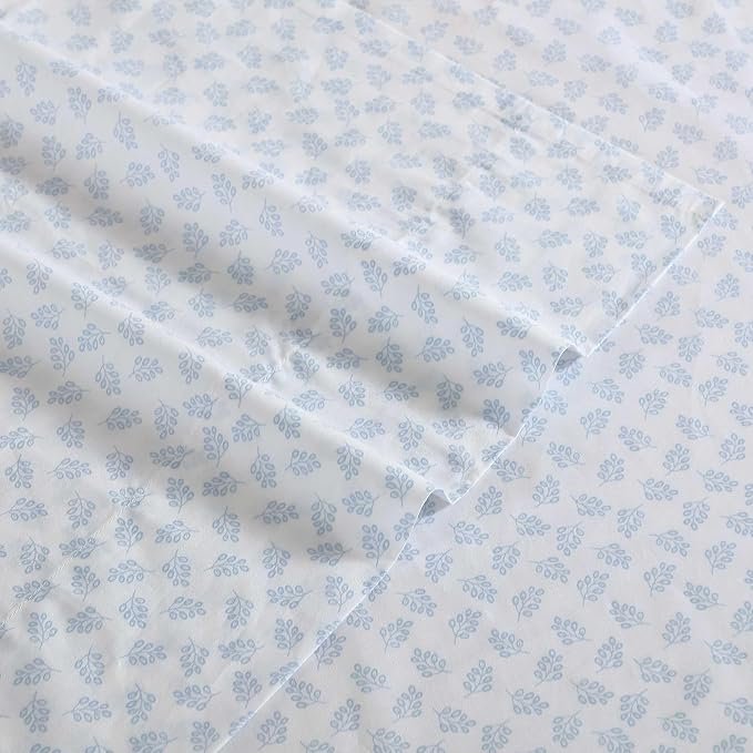 Nautica - Twin Size Sheets Set, Crisp & Tailored Floral Bedding with a Smooth Cotton Percale, Bed Sheets with Matching Pillowcase & Fitted Sheet (Breezy Bloom Blue)