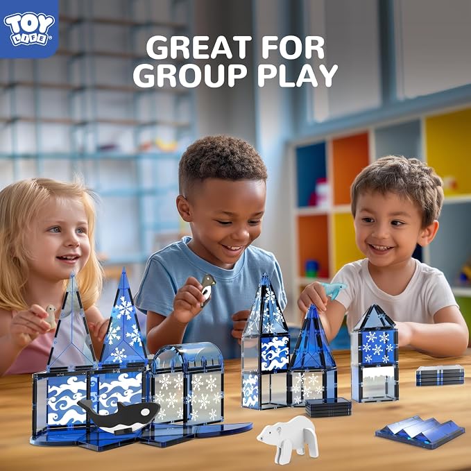 TOY Life Magnetic Tiles for Kids Ages 4-8, Magnetic Toys for Toddlers 3+, Magnet Tile Building Toy for Kids Ages 3-5, Magnet Building Tiles, Toddlers Preschool (56 pcs)