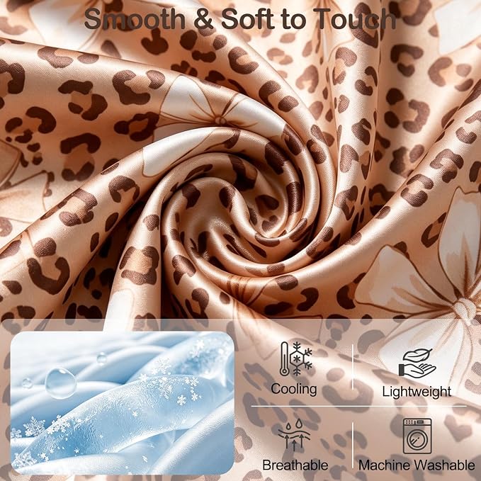 FIOBEE Girls Satin Pajamas Doll Matching Clothes, Stain Button Down Pjs Set Fits 18 Inch Dolls Soft Silky Toddler Kids Sleepwear Brown Leopard