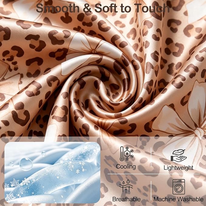 FIOBEE Girls Satin Pajamas Doll Matching Clothes, Stain Button Down Pjs Set Fits 18 Inch Dolls Soft Silky Toddler Kids Sleepwear Brown Leopard