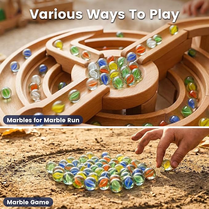 SallyFashion 240PCS Marbles for Kids, Cat Eye Marbles Mixed 5 Colors for Chinese Checkers, Marble Run Toys, Board Games