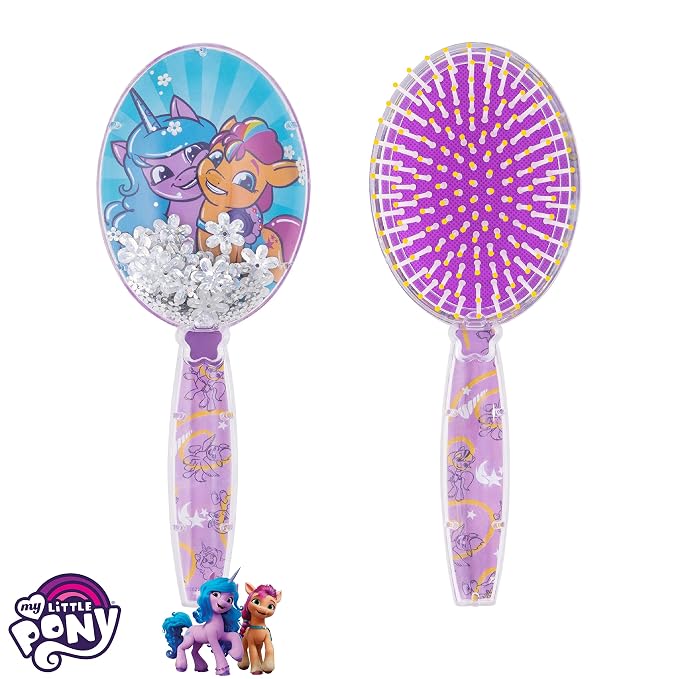 Hair Brush with Magical Sparkling Stars Confetti - Kids Hair Brush Ages 3+
