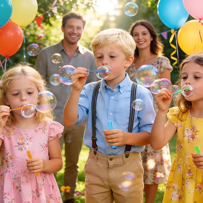 Mini Bubble Wands, 32 Pcs Bubble Wands Bulk in 8 Colors, Bubble Party Favors for Kids, Children's Bubble Party Gifts, Summer Toys, Indoor and Outdoor Activities, Themed Birthdays, Girls and Boys