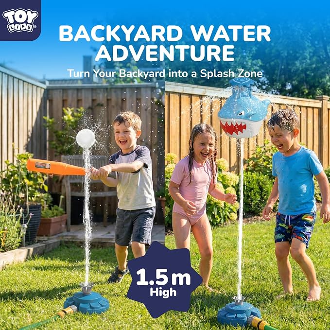 TOY Life Shark t Ball Sprinkler for Kids Ages 4-8 to 8-12, Water Sprinklers Outdoor Toy, Spinning Lawn Sprinkler for Toddlers and Big Kids Backyard Summer Fun, Baseball Water Toy