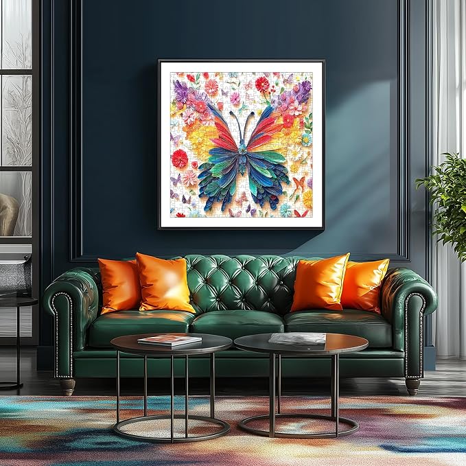 500 Piece Puzzle for Adult, Colorful Butterfly Paper Art Flower Butterfly Jigsaw Puzzles Challenging for Family Fun Party Game Gifts Decoration (20 x 20 Inch)