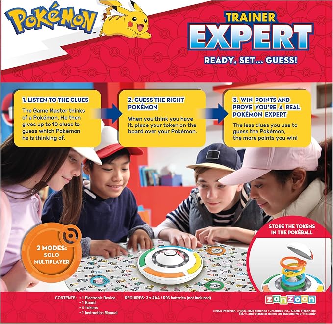 Pokemon Trainer Expert - Electronic Guessing Board Game, Listen to The Game Master Clues to Identify 151 Different Pokemon, Kids Ages 6+, 1-4 Players Brown Box Packaging