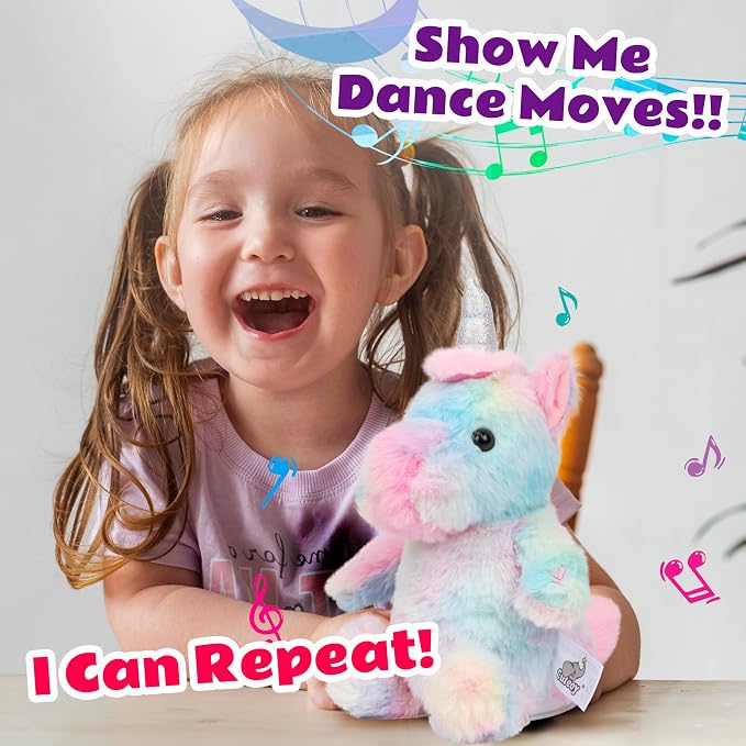 Talking Unicorn Repeat What You Say Musical Stuffed Animal Shaking Singing Plush Toy Electric Interactive Animated Plushies Gifts for Kids Girls Boys