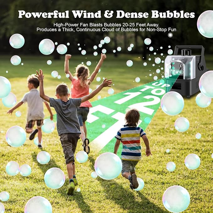Fog Bubble Machine with 6 PCS RGB Lights & Remote,900W 3 in 1 Smoke Bubble Maker Unleash High-Output Long-Range Bubble & Fog Blower for Halloween Christmas Party Wedding Birthday (Small)