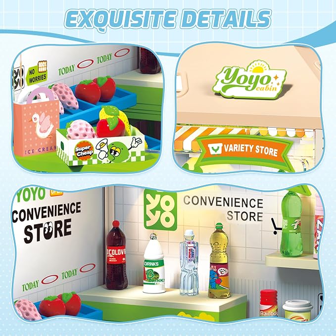 MINDNOOK DIY Miniature House Kit, LED Light-Up Dollhouse, Mini Dollhouse Building Set with Furniture, Craft Hobby Gift for Adults, Teens & Kids Ages 6+ (Convenience Store)