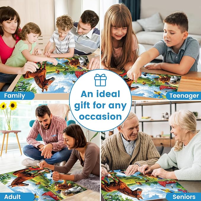 300 Piece Jigsaw Puzzle for Adults, 300 Piece Jigsaw Puzzle for Kids, Horse and Cat Jigsaw Puzzles, Animal Jigsaw Puzzles, Creative Games and Holiday Party Gifts, Fun and Challenging Family Games