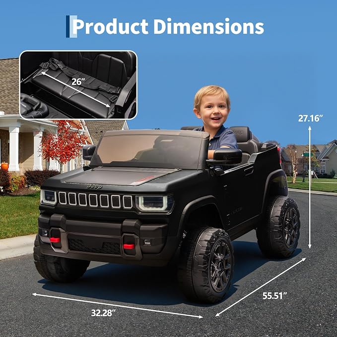 Garvee 24v Licensed Kids Ride on Car, 2 Seater Electric Truck for Big Kids with Parent Remote Control, 3 Speeds, Bluetooth Music, LED Lights for Ages 3-8
