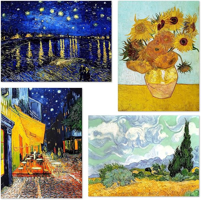 Paint by Numbers Kit for Adults Kids, 4 Pack Van Gogh Adults Paint by Numbers Kits,Number Artist Flowers and Plants Without Frame DIY Acrylic Oil Painting Number Kits for Home Wall Decor Gifts 12x16in