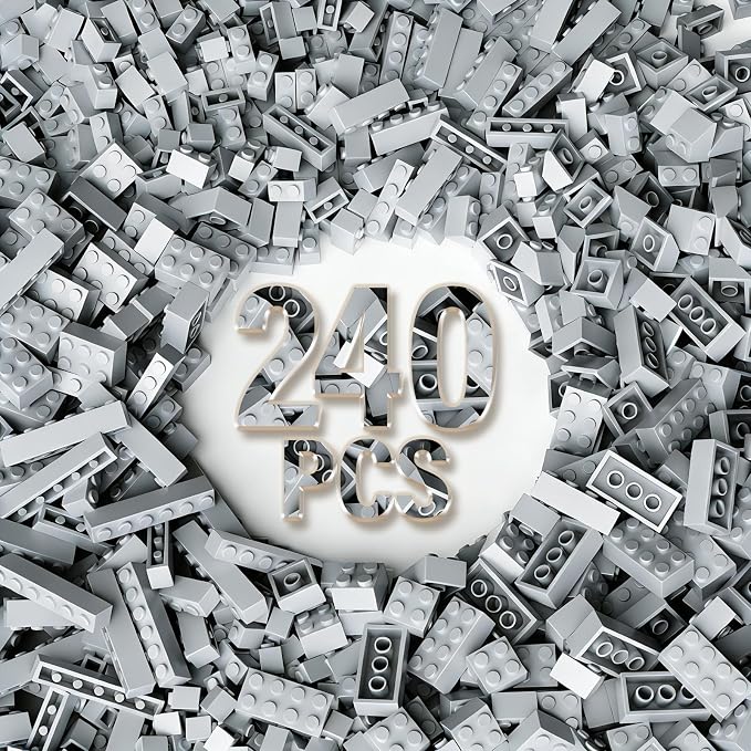 Bulk Building Bricks, Compatible with Lego and All Brands, 8 Sizes and A Variety of Colors to Mix and Match，Random Color (120, Light Gray)
