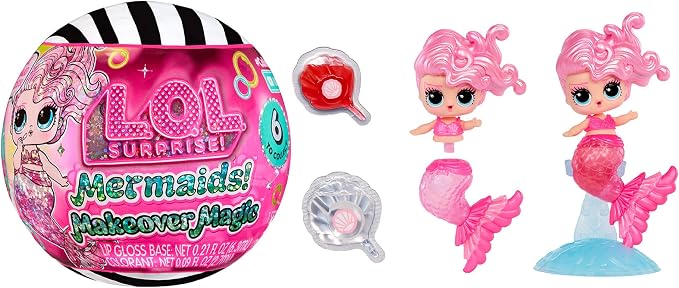 LOL Surprise Mermaids Makeover Magic Tots with DIY Wearable Lip Gloss Makeup for You and Your Doll, Fun Water Play, Gift for Kids Ages 4+