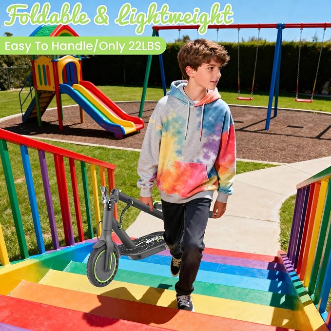 Electric Scooter for Kids Aged 6-10, 350W Motor, 19 Mph Speed & 15 Miles Range, 8.5" Solid Tires, Lightweight Foldable Scooter with Dual Braking System, Max Load 265LBS