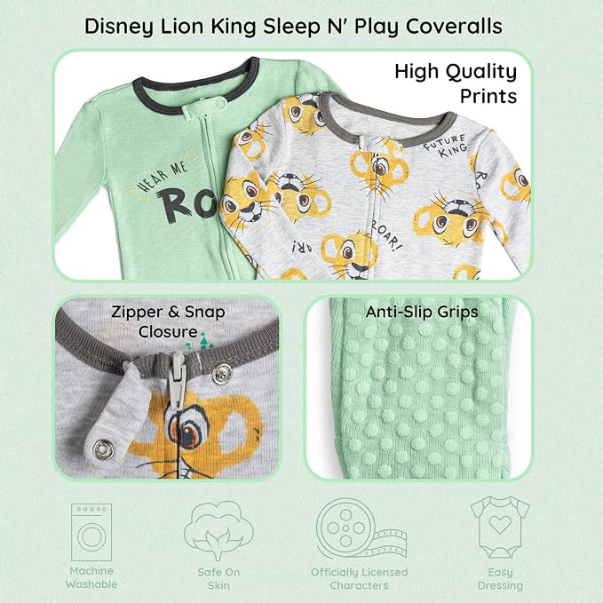 Disney Baby Boys' 2-Pack Footed One-Piece Sleep N' Play Newborn to Infant