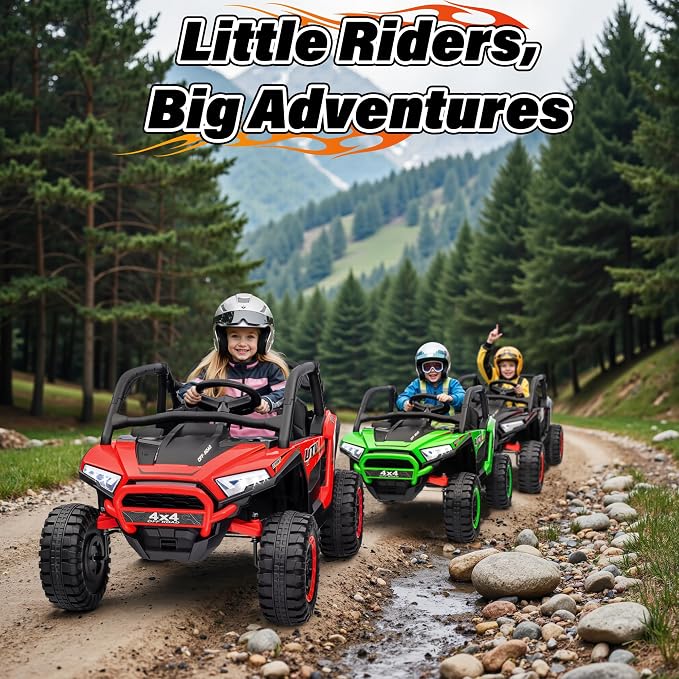 24V Ride on Car, 2 Seater XL 4X4 Off-Road UTV w/RMP2000W Powerful Motors, Remote Control, Bluetooth Music, LED Lights, 24 Volt Ride on Toys for Big Kids, Green