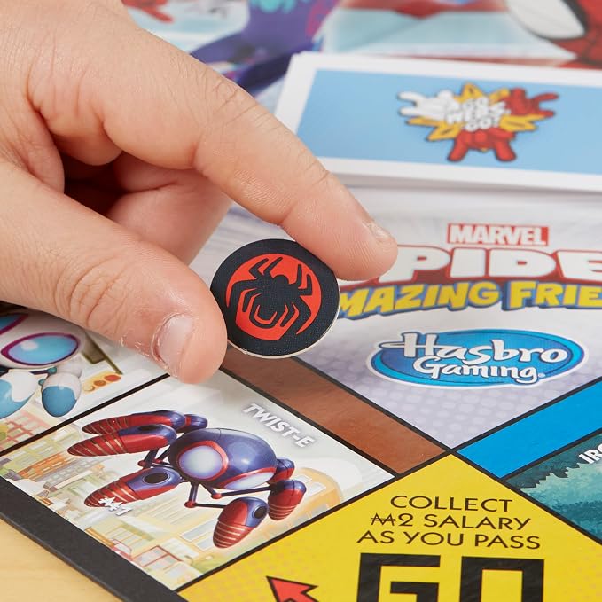 Monopoly Junior: Marvel Spidey and His Amazing Friends Edition Board Game for Kids Ages 5+, with Artwork from The Animated Series, Kids Board Games (Amazon Exclusive)