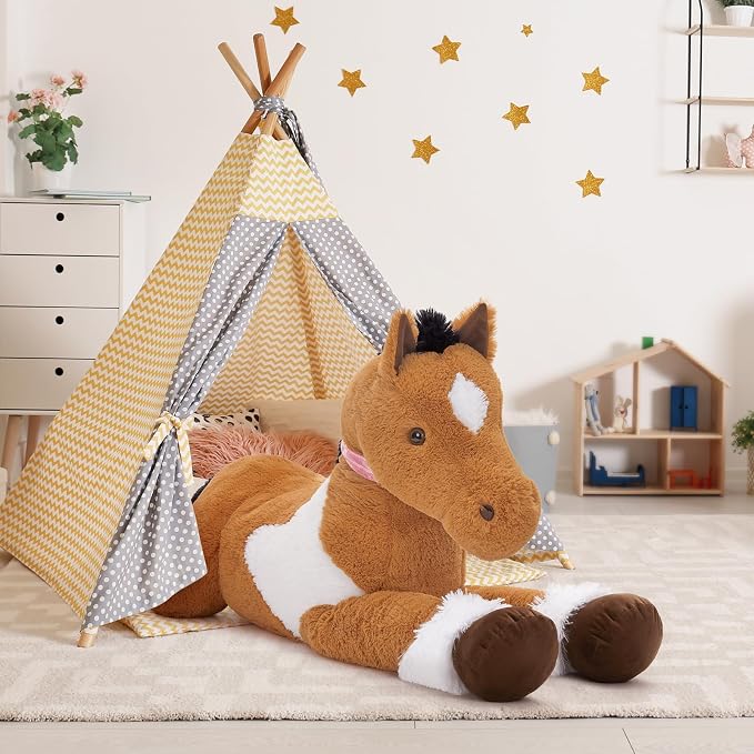 MaoGoLan Large Horse Stuffed Animal, Big Horse Plush Toy for Girl Boy, Ridable Stuffy Pony for Kid, Stuffed Pony Plush Pillow for Baby Shower, Mother's Day Birthday Gifts, Party Favor Decor, 47 inches