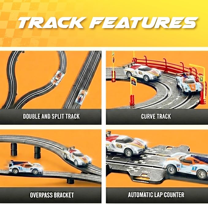 Slot Car Race Track Sets, Slot Cars - Electric Race Car Track Set, 2 High Speed Race Tracks for Kids Ages 4-8, Gifts Toys for Boys and Girls