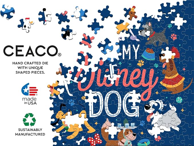 CEACO Disney Cats & Dogs Puzzle - I Love My Disney Dog, 200 Pieces, 15 x 15 in - Jigsaw Challenge for Game Nights - Relaxing Activities for Seniors & Adults - 200-Piece Puzzle Gift for Adults