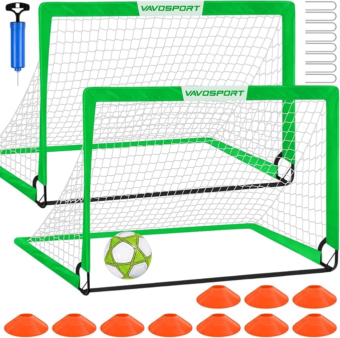 Kids Soccer Goals for Backyard Set - 2 of 4' x 3' Portable Soccer Goal Training Equipment, Pop Up Toddler Soccer Net with Soccer Ball, Soccer Set for Kids and Youth Outdoor Games, Sports, Play