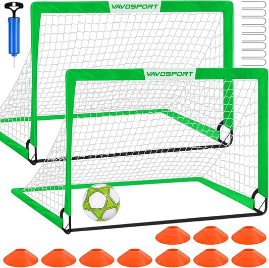 Kids Soccer Goals for Backyard Set - 2 of 4' x 3' Portable Soccer Goal Training Equipment, Pop Up Toddler Soccer Net with Soccer Ball, Soccer Set for Kids and Youth Outdoor Games, Sports, Play