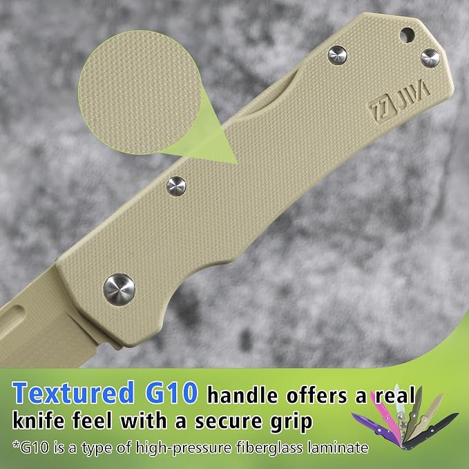 JIN G10 Toy Knife, Alpha Pocket Knife for Kids, DIY Kit, Dull Blade, Fake Knives, Safe for Child, Folding EDC, G10 Blade Handle, Camping Tool
