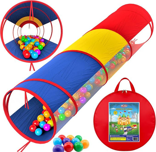 Playz Extra-Large Play Tunnel for Toddlers 1-3 Years – Pop-Up Baby Crawl Tube, Sensory Activity, Indoor & Outdoor Kids Toy, Collapsible for Easy Storage