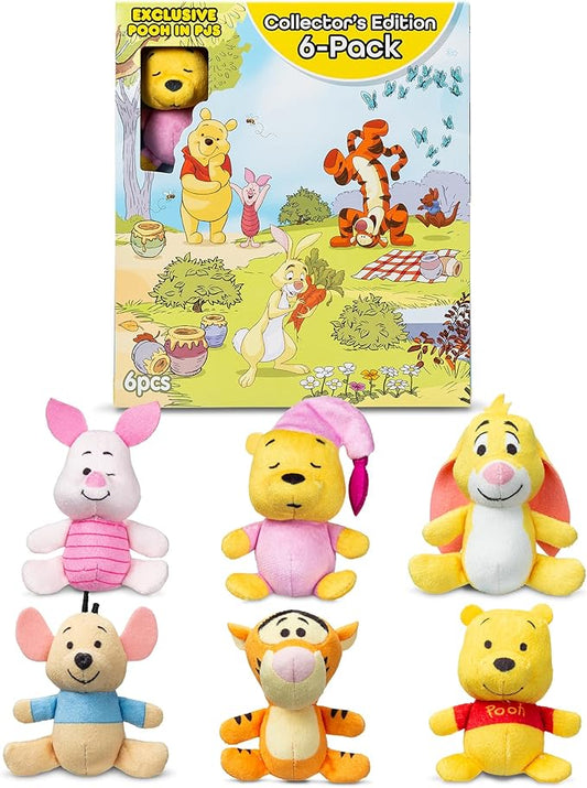 Micro Teenies Winnie The Pooh and Pals 6 Pack - Miniature Plush Figure, Suffed Animal, Toy Mini Soft Figure for Kids, Girls and Boys Ages 4+