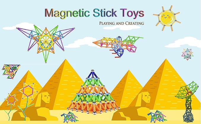 160pcs Building Blocks Toys, 2.3" Magnetic Sticks and Non-Magnetic Balls Set, 3D STEM Game for Kids and Adults With Storage Bag