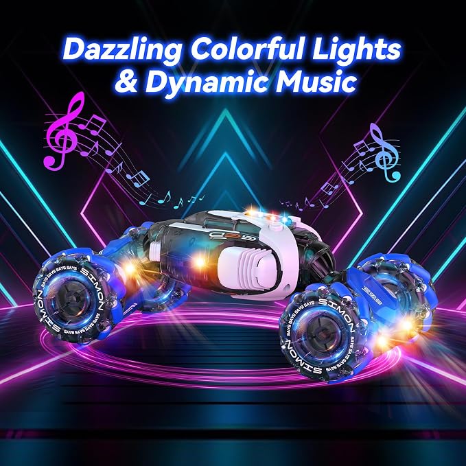 Nicella Remote Control Car, RC Toys Gifts for 6 7 8 9 10 11 12 Year Old Boys Girls - 360° Rotating 4WD Gesture Sensing RC Sunt Car with Lights & Music - Cool Birthday Gifts for Kids