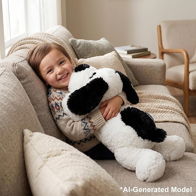 WEIGEDU Floppy Stuffed Dog Puppy Plush Toy, Huggable White Beagle with Black Ears Labrador Retriever Stuffed Animal Dogs for Kids Girls Boys Baby Birthday Bedtime Gift, 20 inches