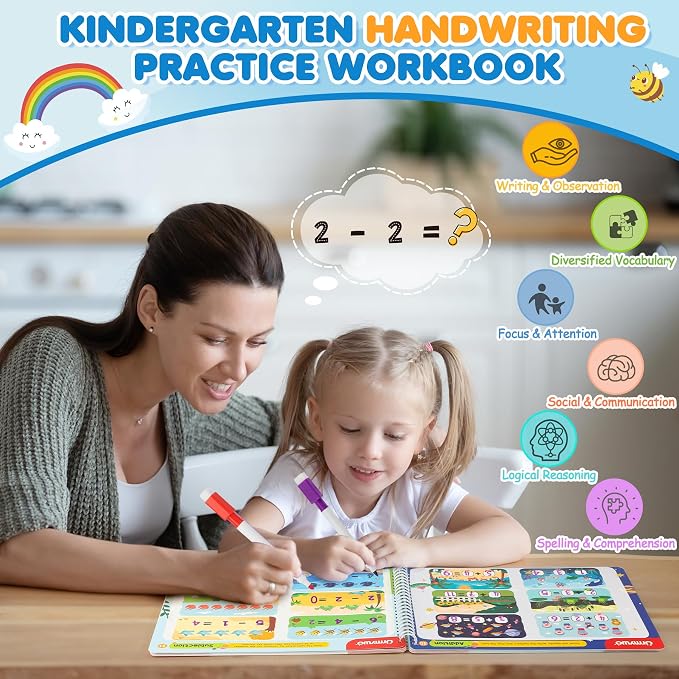Preschool Learning Activities Kindergarten Workbooks, Toddler Alphabet Learning Educational Toys for 3 4 5 6 Year Old, Writing Practice Tracing Activity Books, Travel Toys,Learning Book Gifts for Kids