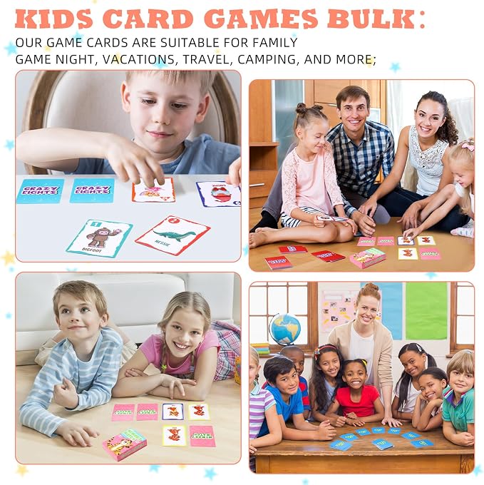 Zubebe 14 Pack Kids Card Games Gifts Bulk Classic Playing Card Game Set for Kids Includes Go Fish, Old Maid, Crazy Eights, Memory Match, Slap Jack, Playing Toy for Party Favors (Classic)