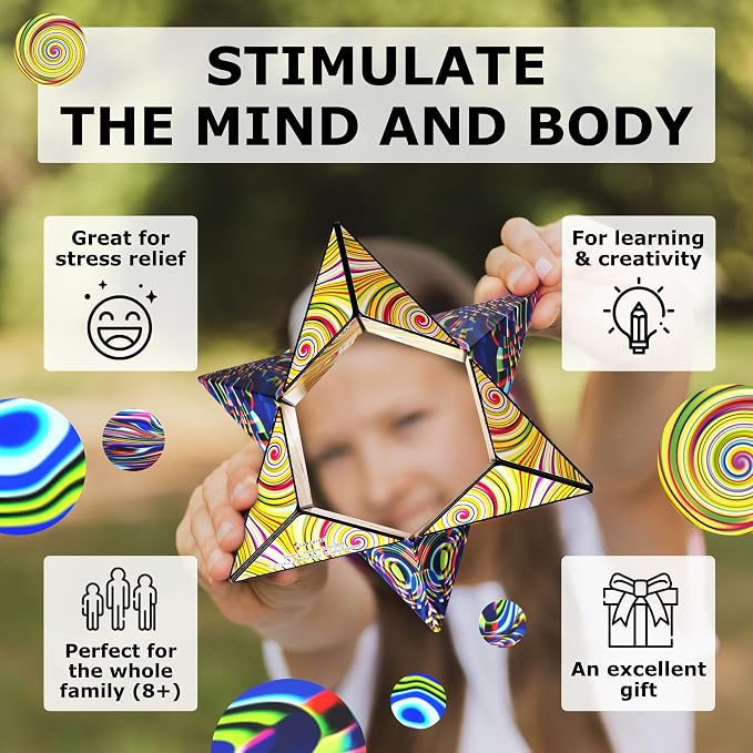 Shashibo Sensory Fidget Toy for Adults & Kids, Stress Relief Fidget Toy for Adults, Teens & Kids, Cool Fidget Toys for Desk, Classroom Must Have, Sensory Shape Shifting Cube, 100+ Possible Shapes