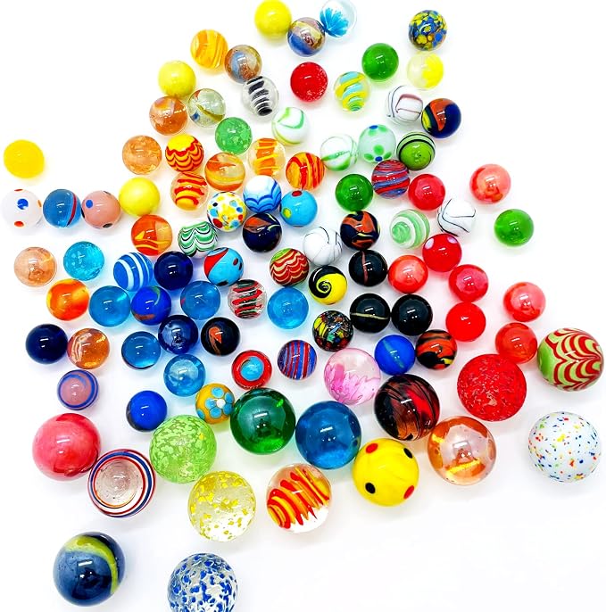 Miutrue 100 Assorted Marbles Bulk Cheap for Kids Ages 4-8-12 Play Marbles Physical Therapy Glow in The Dark Glass Marbles