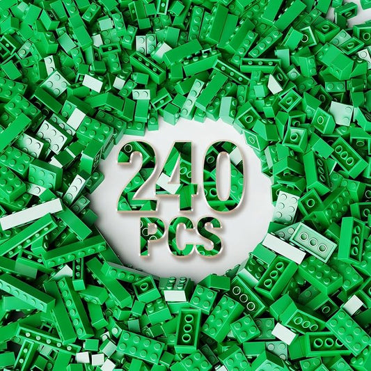 Bulk Building Bricks, Compatible with Lego and All Brands, 8 Sizes and A Variety of Colors to Mix and Match，Random Color (240, Green)