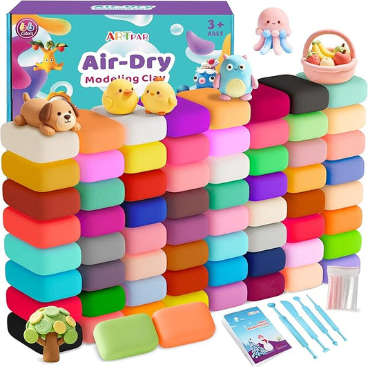 ARTPAR Air Dry Clay 66 Colors,Modeling Clay for Kids,DIY Molding Magic Clay Kit with Sculpting Tools,Soft & Ultra Light, Art and Crafts Toys for Boys & Girls 3-12 Years Old.