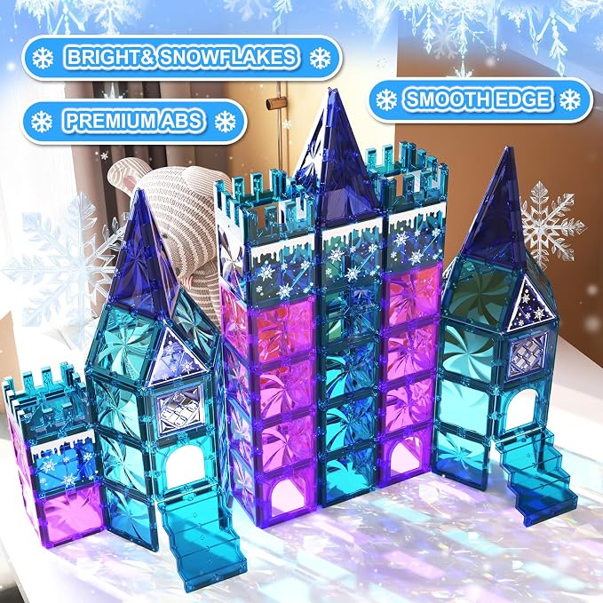 Paaxido Magnetic Tiles, 102 Pieces Diamond Magnetic Building Blocks for Girls, Princess Castle Kids Magnet Toys, STEM Educational Toys Gifts for Kids Toddlers Girls & Boys 3 4 5 6 7 8+ Year Old