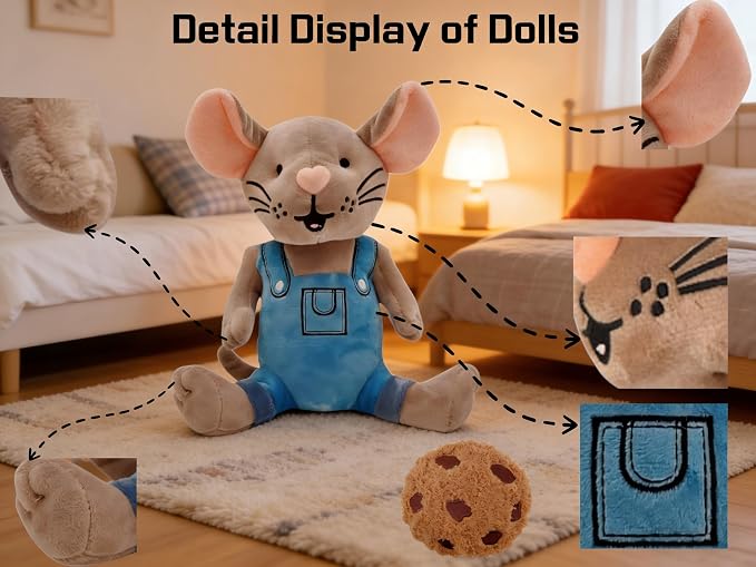 If You Give Mouse a Cookie Plush Toy, Cute Mouse and Cookies Soft Stuffed Animal Plush, Book Buddies Plushie, Ideal Gift for Kids Boys and Girls