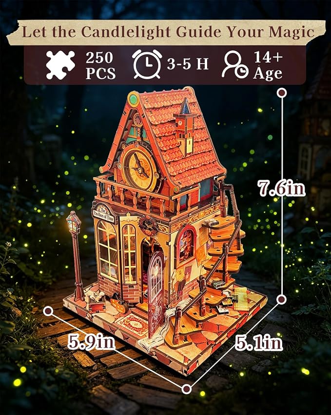 OZJAY DIY Miniature House Kit - 3D Wooden Puzzles for Adults | with LED Lights, Home Decor, Craft Gifts for Christmas Birthday Father's Day